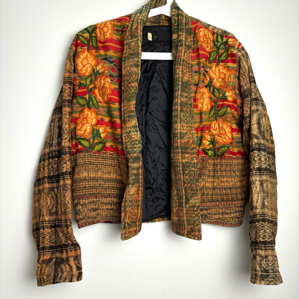 Embroidered Jacket Guatemala Orange Floral Southwestern Women’s M